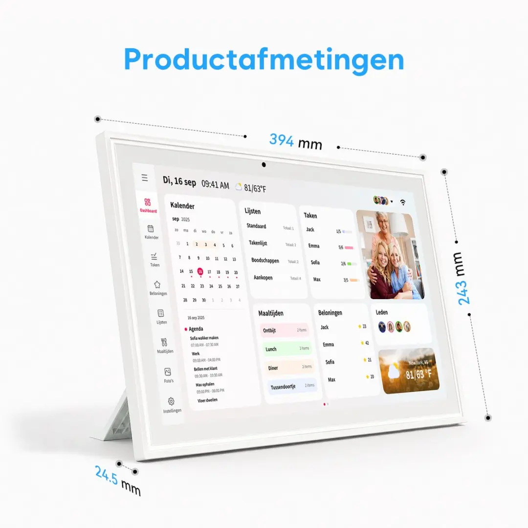 Photonspace Digitale Kalender 15,6" IPS Touchscreen - 1080P - 32GB Wit
