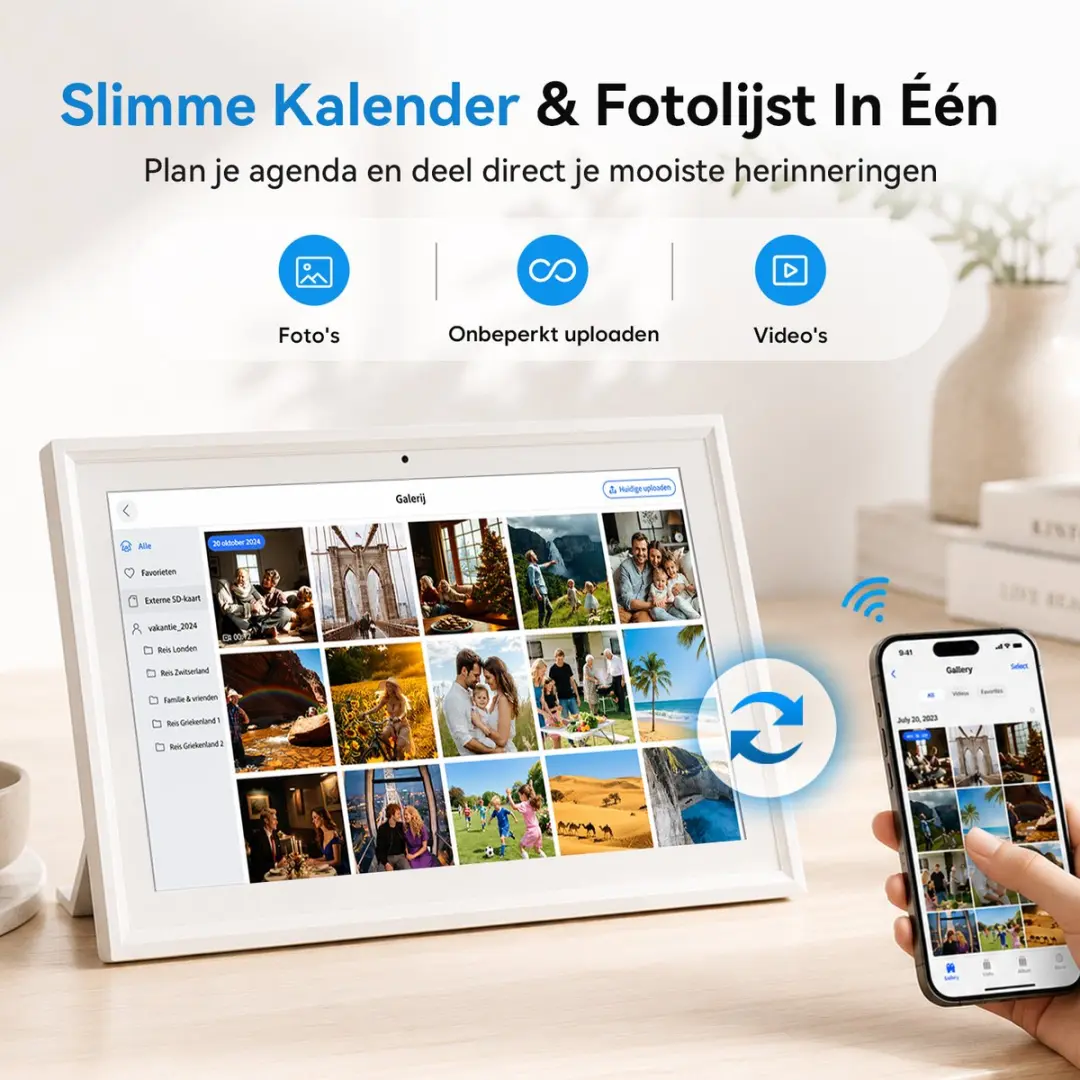 Photonspace Digitale Kalender 15,6" IPS Touchscreen - 1080P - 32GB Wit - afbeelding 6 van 6
