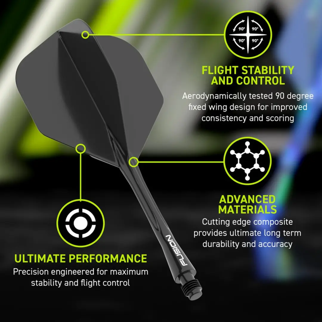 Winmau Fusion Solid Black NO6 Dart Flights - 3 Stuks