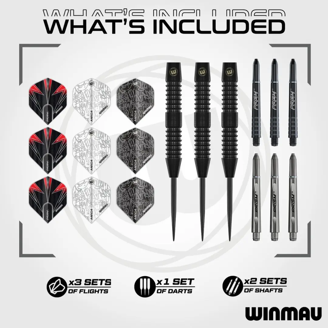 Winmau Tuscan Black 90% Dartpijlen - 3 Stuks