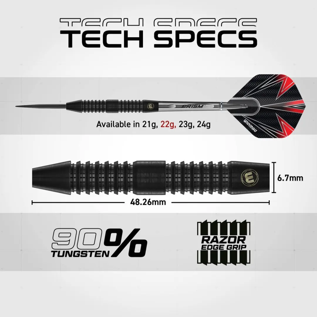 Winmau Tuscan Black 90% Dartpijlen - 3 Stuks