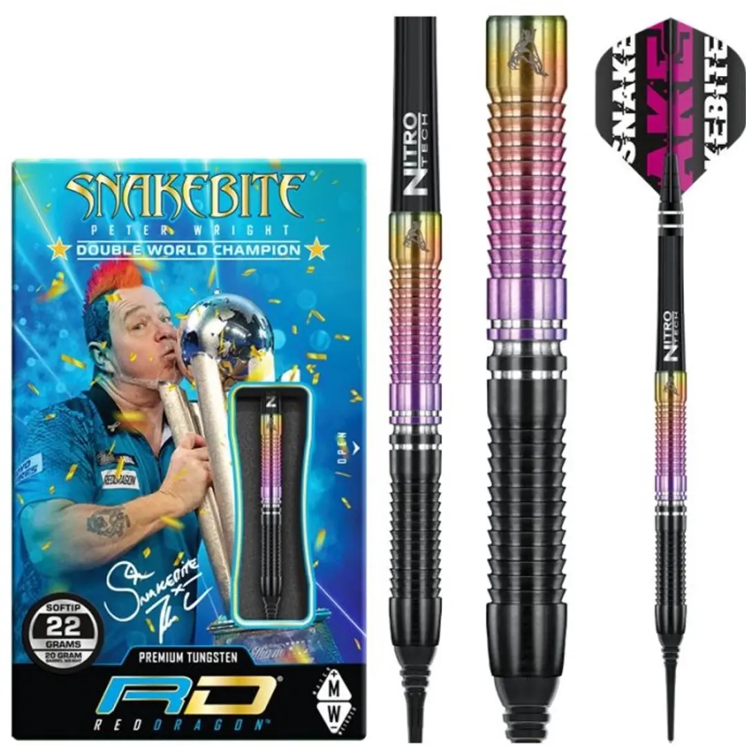 Red Dragon Peter Wright Snakebite World Champion 2020 - 3 Darts - RegenboogZwartZilver