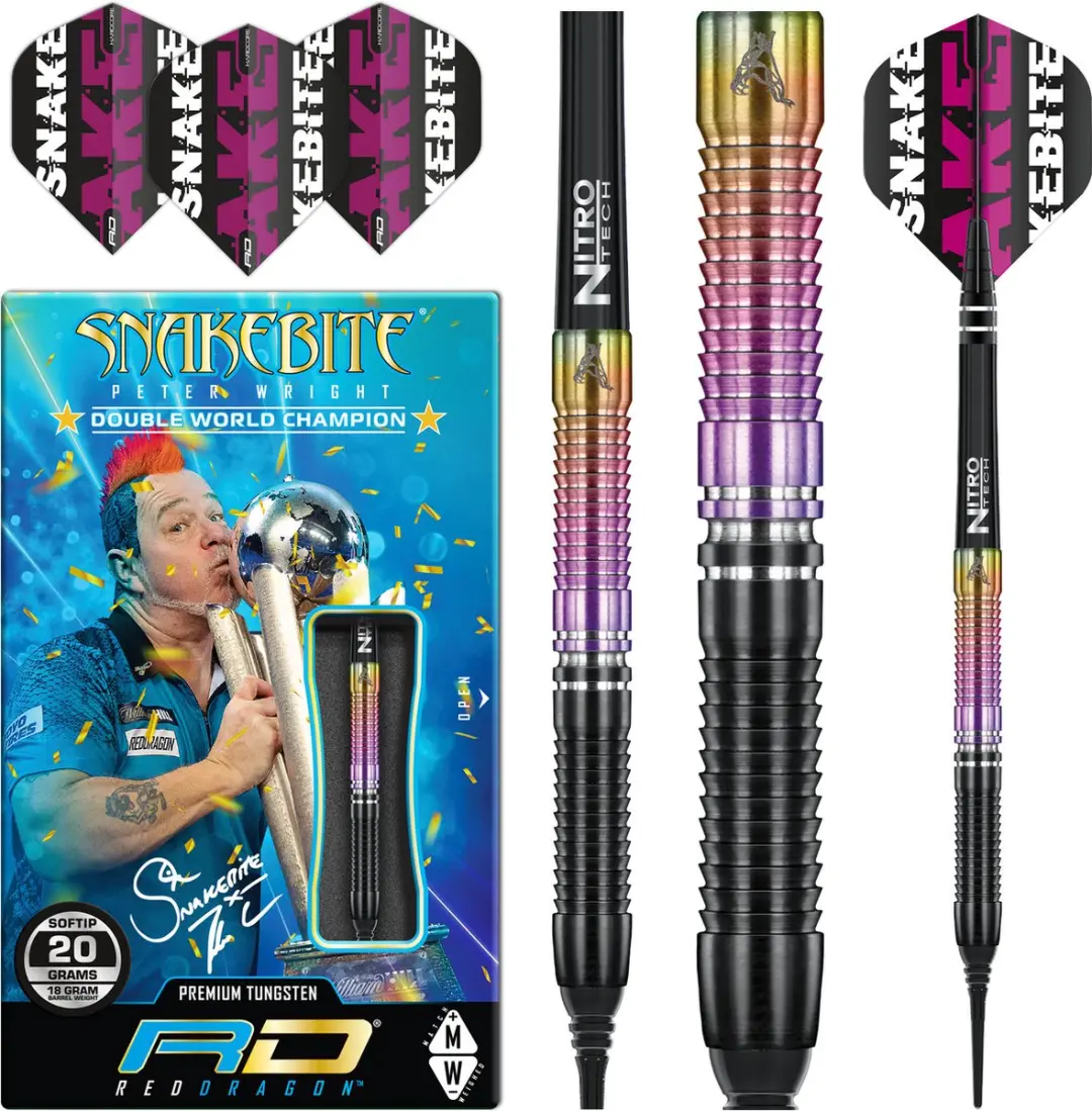 Red Dragon Peter Wright Snakebite World Champion 2020 - 3 Darts - RegenboogZwartZilver