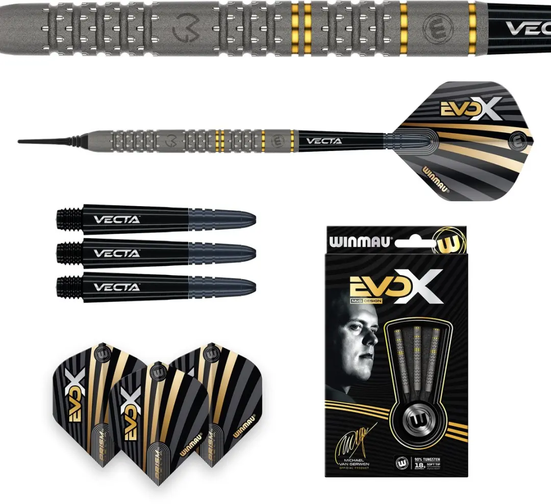 Winmau Michael van Gerwen EVO-X Soft Tip Darts 3 Stuks - Goud/Zilver