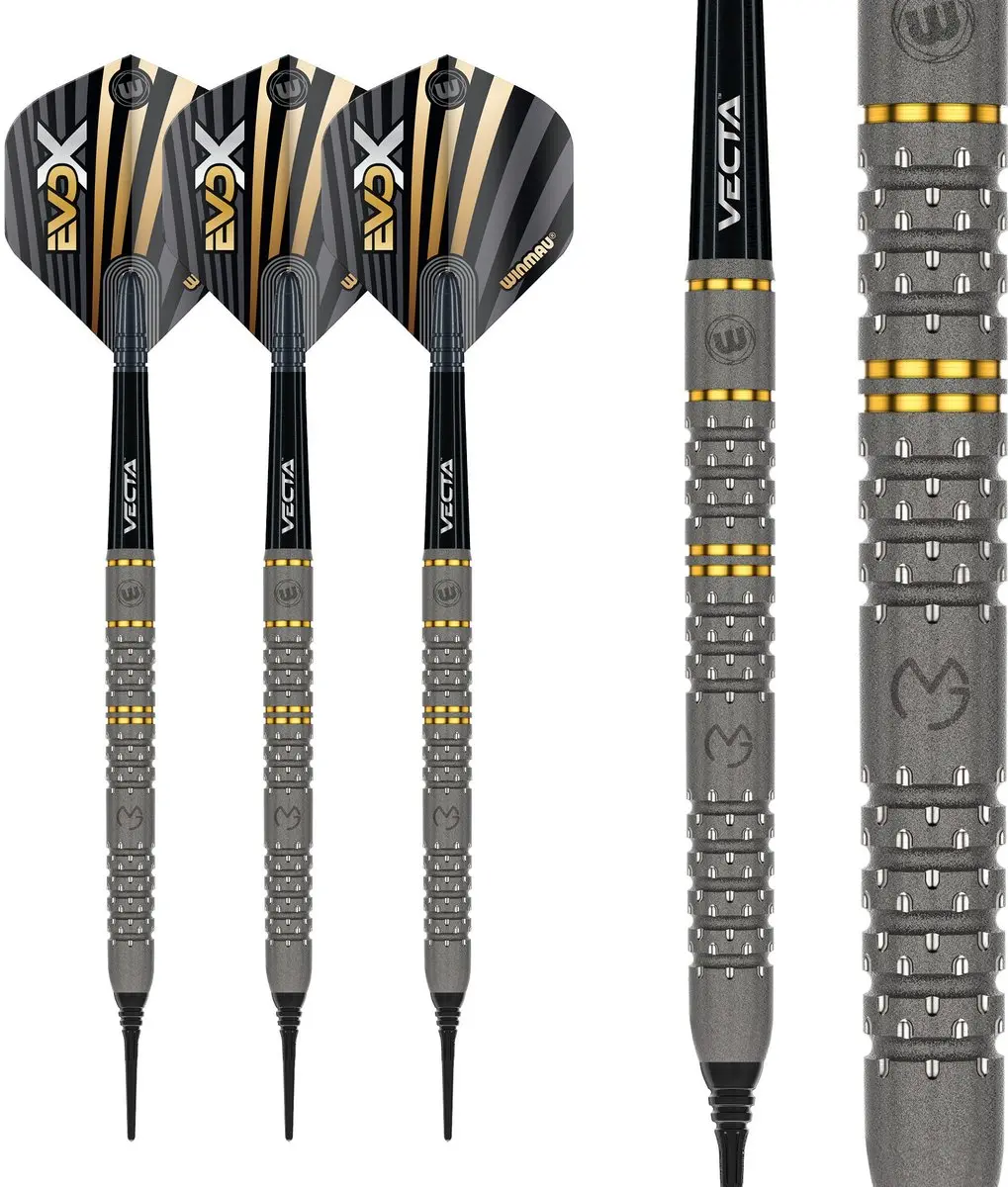 Winmau Michael van Gerwen EVO-X Soft Tip Darts 3 Stuks - Goud/Zilver