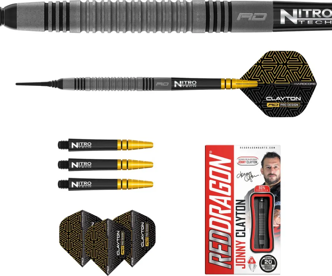 Red Dragon Jonny Clayton Oxide Edition Darts 3 Stuks - Goud/Zwart