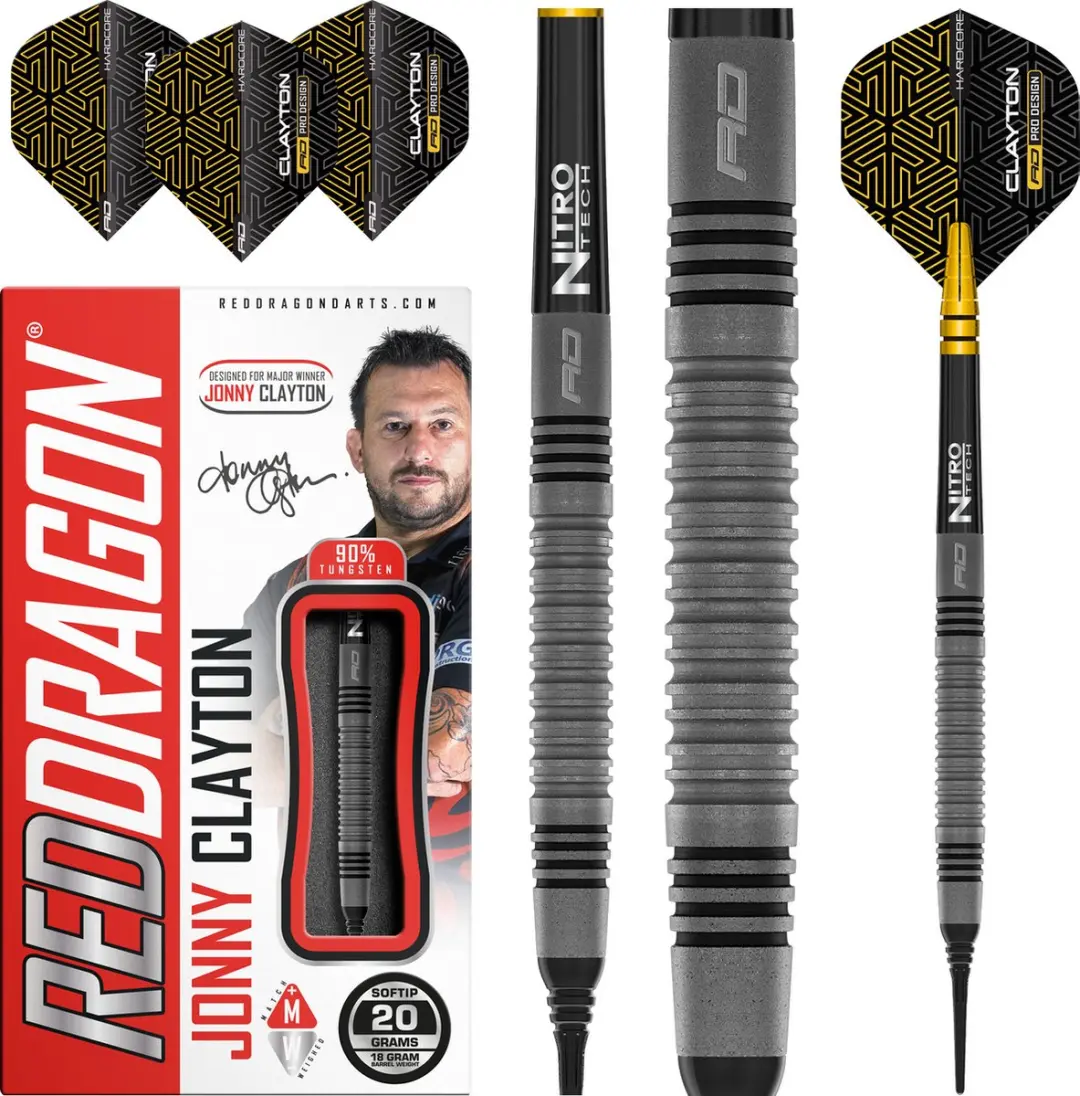 Red Dragon Jonny Clayton Oxide Edition Darts 3 Stuks - Goud/Zwart