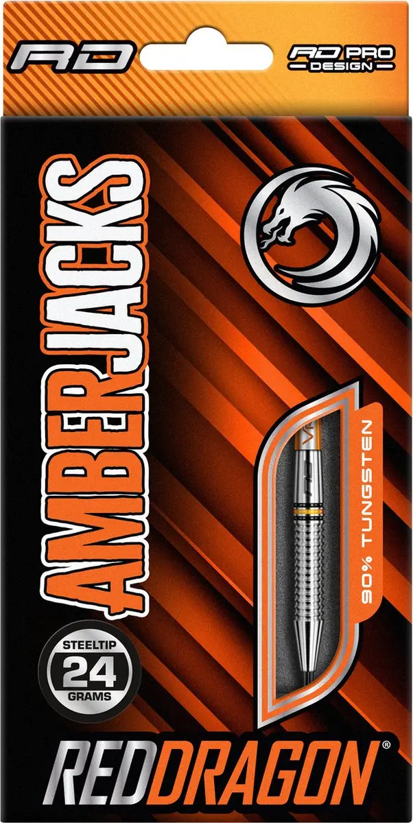 Red Dragon Amberjack 17 Dartpijlen - 3 Stuks - ZwartOranjeZilver