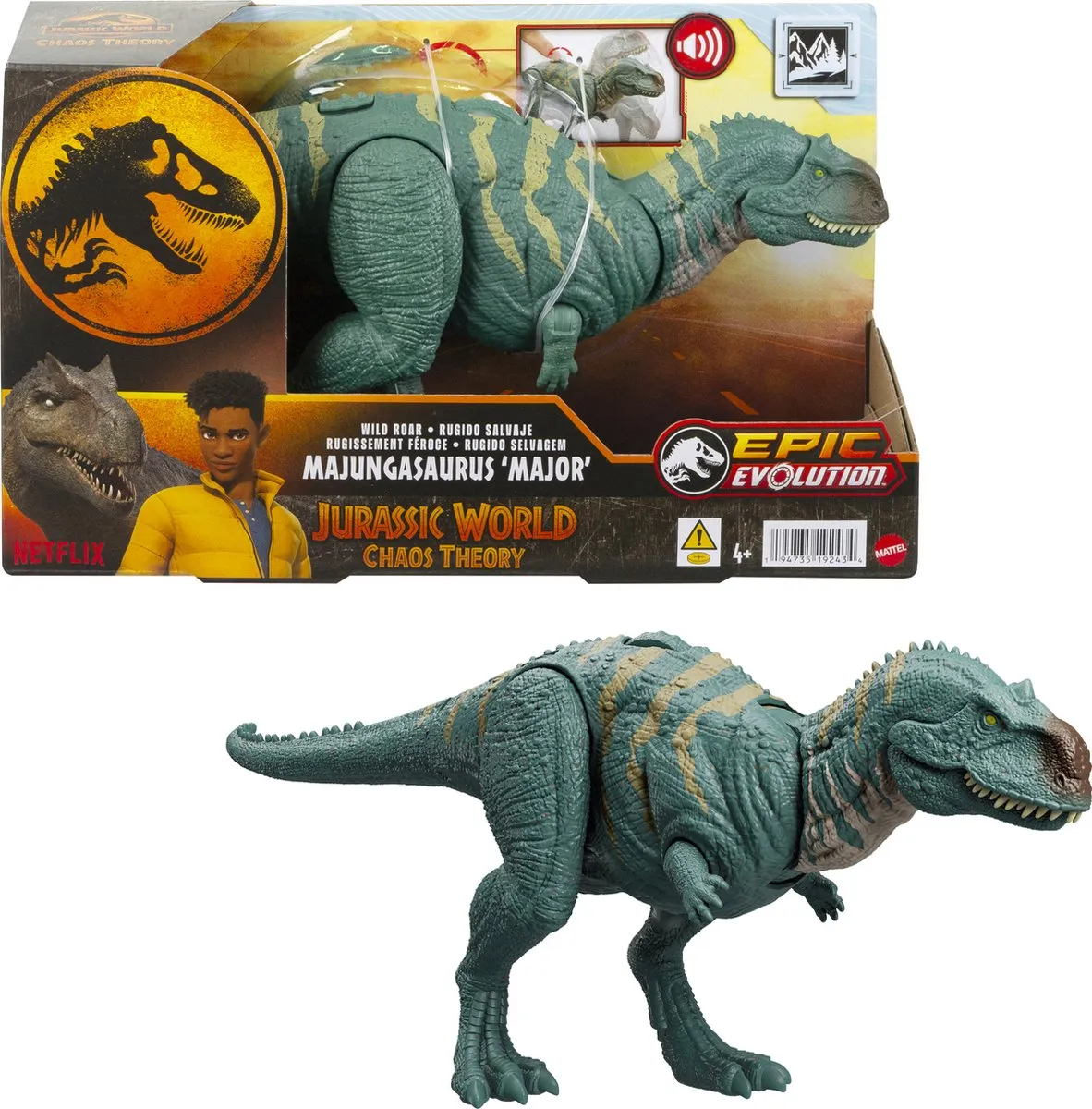 Mattel Jurassic World Epic Evolution Wild Roar Majungasaurus Action Figuur - Multi - afbeelding 3 van 6