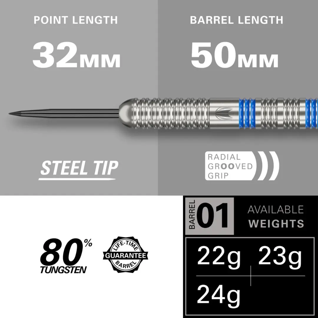 Target Josh Rock 80% Dartpijlen - 3 Stuks