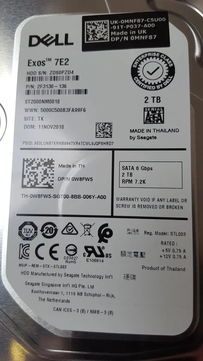 Dell 400-ATKJ 2TB Exos 7E2 HDD - 3,5"
