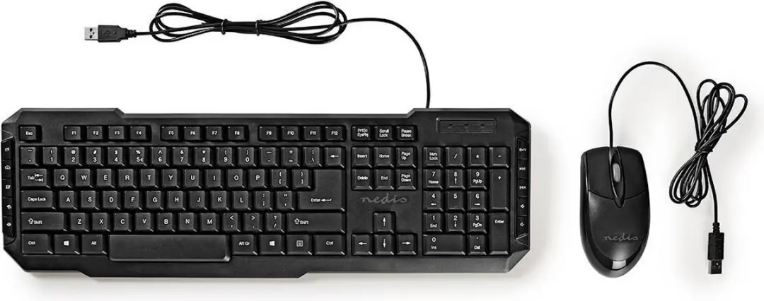 Nedis KBMC100BKUS Muis & Toetsenbordset - Bedraad - 800 dpi - Zwart - afbeelding 6 van 6