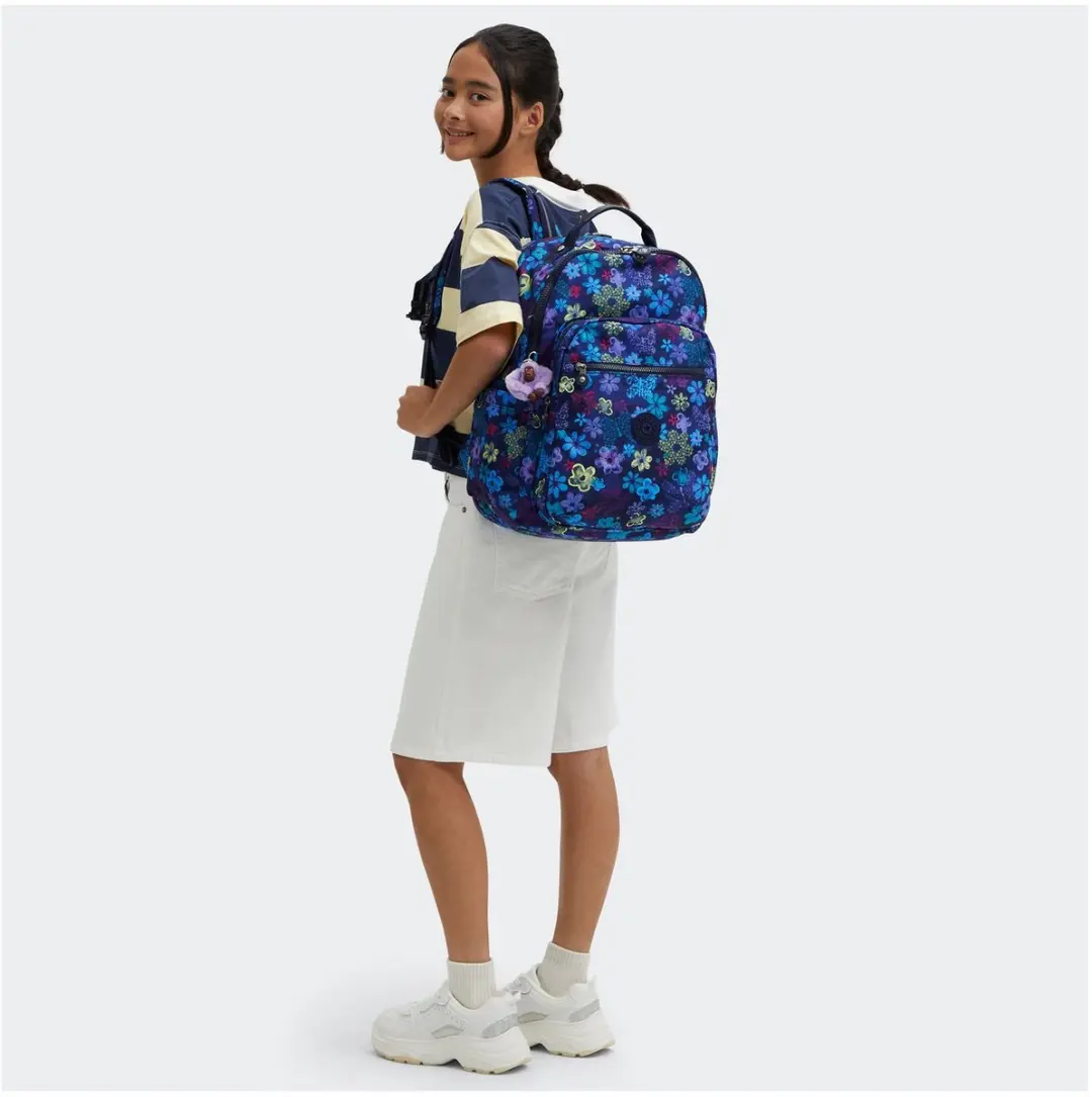 Kipling Seoul College Extra Rugzak 15 inch - Dark Flower Stamp