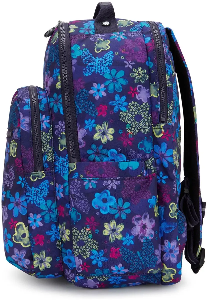 Kipling Seoul College Extra Rugzak 15 inch - Dark Flower Stamp