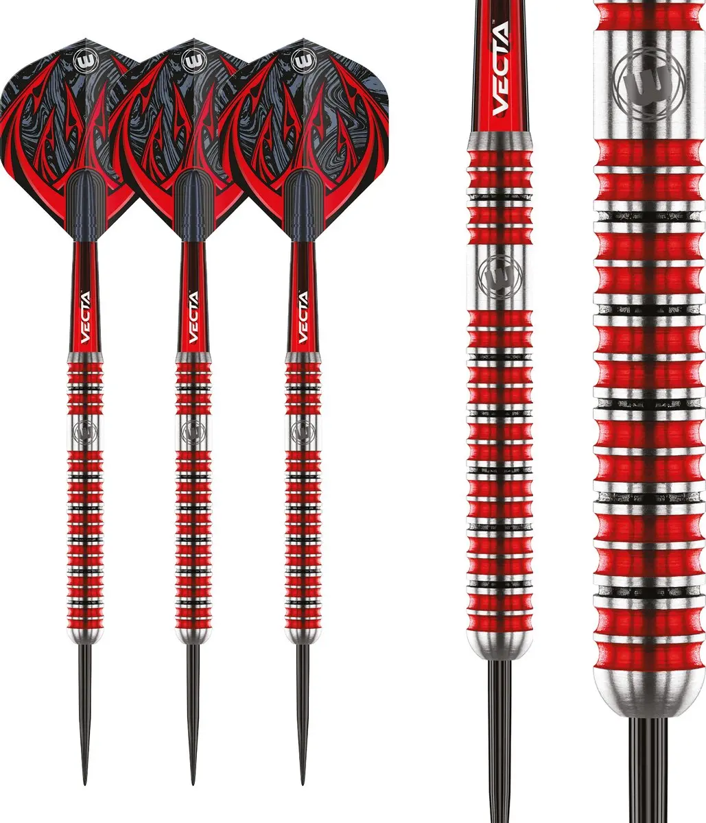 Winmau Diablo Parallel Dartpijlen 3 Stuks - Rood/Zilver