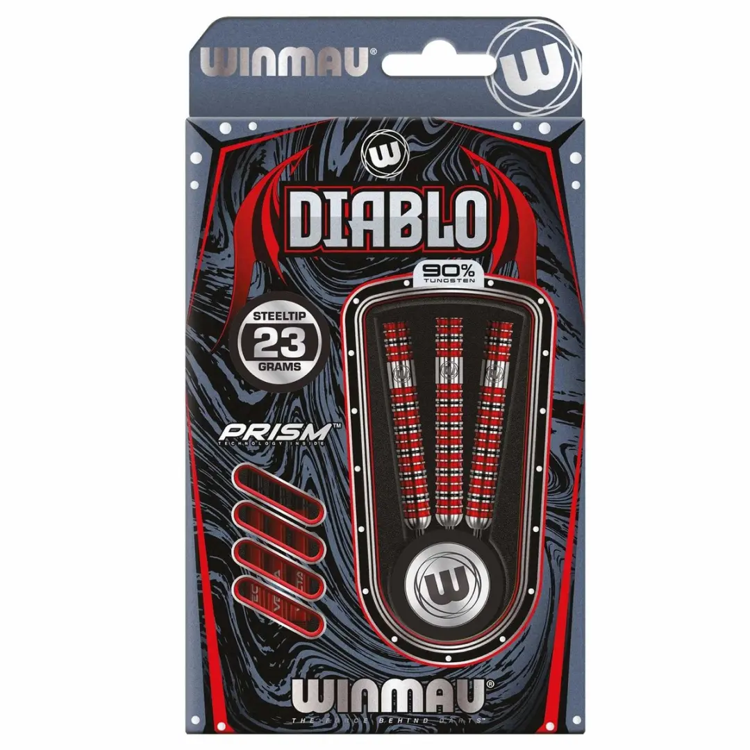 Winmau Diablo Parallel Dartpijlen 3 Stuks - Rood/Zilver