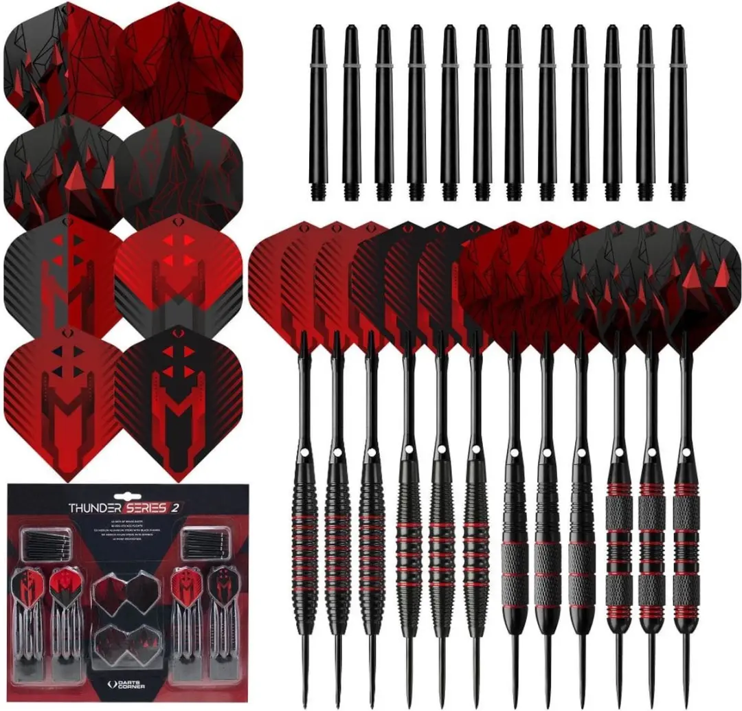 Dartscorner Astrofire Knurled Steel Tip Darts 30g - Rood - 3 Stuks