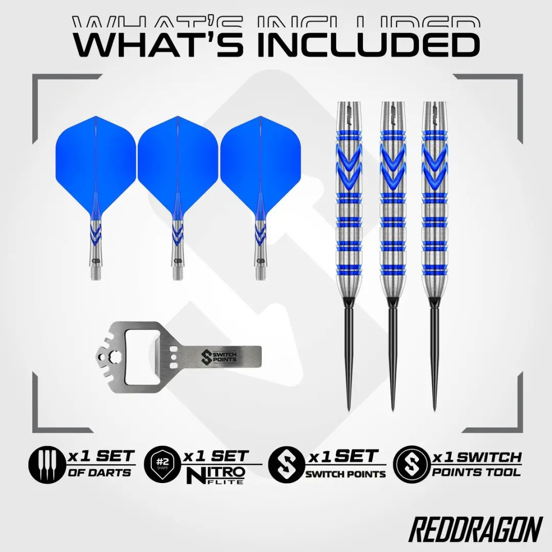 Red Dragon Gerwyn Price Blue Original Switch Point Dartpijlen - 3 Stuks