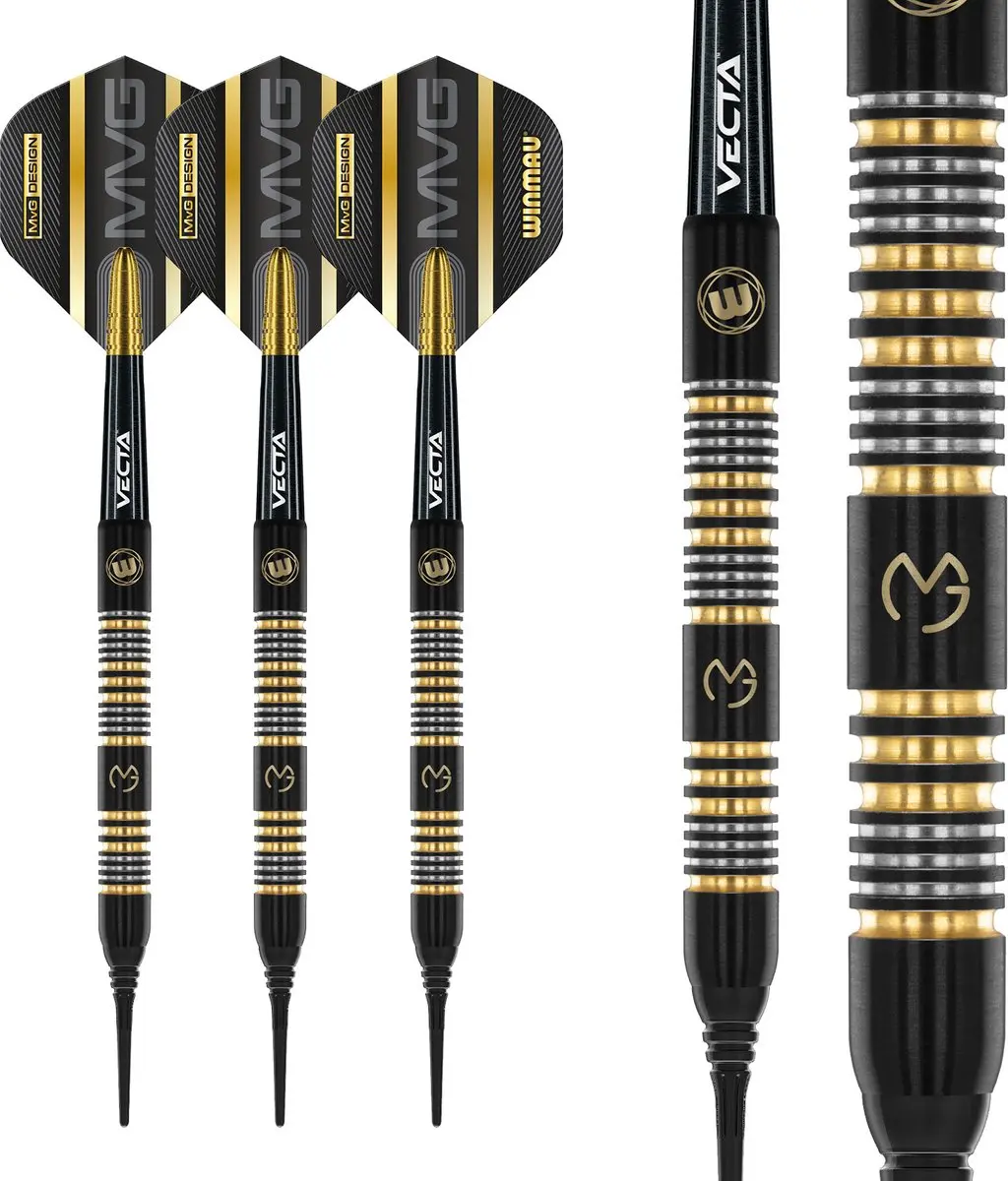 Winmau Michael van Gerwen Trilogy 90% Soft Tip Darts - 3 Stuks - Zwart/Goud/Zilver