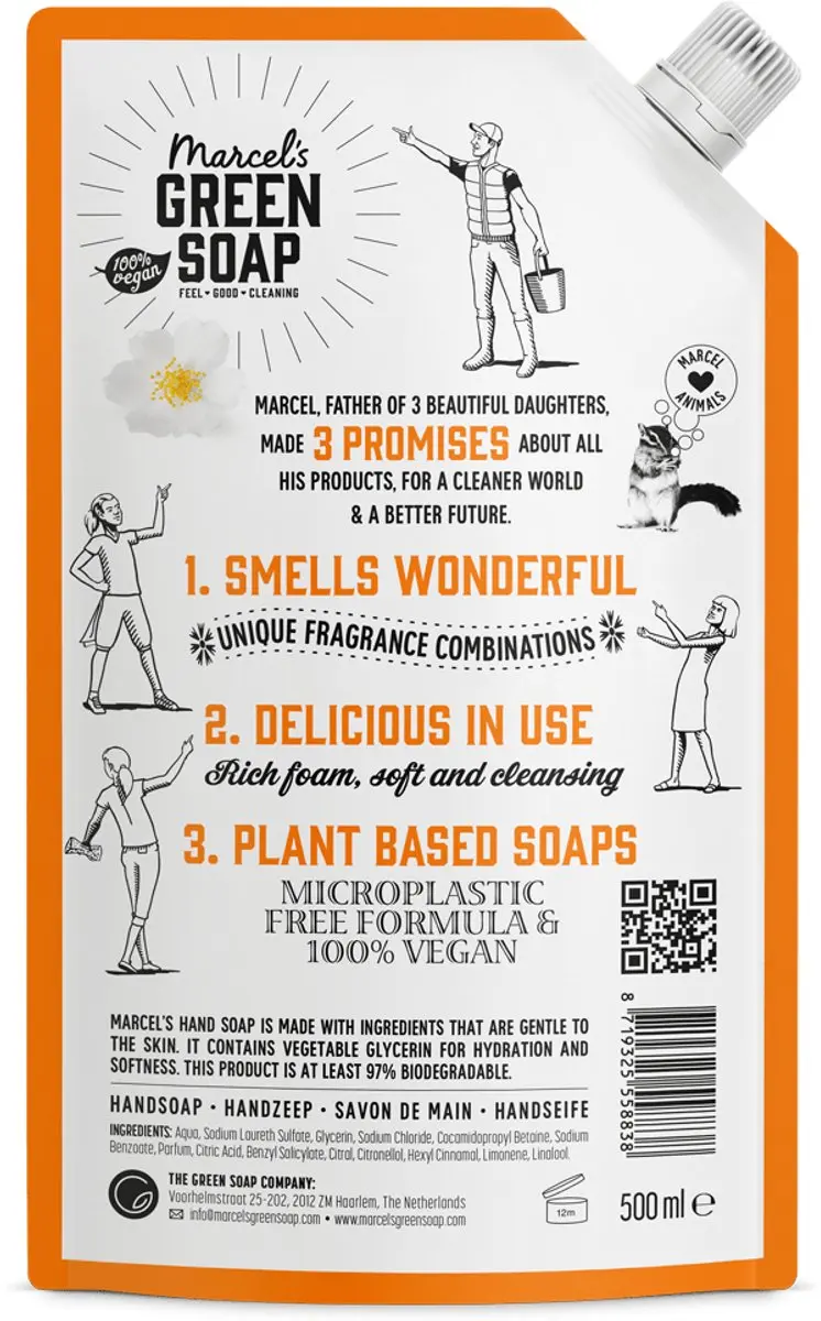 Marcel's Green Soap Navulling Sinaasappel Jasmijn 500ml - afbeelding 6 van 6