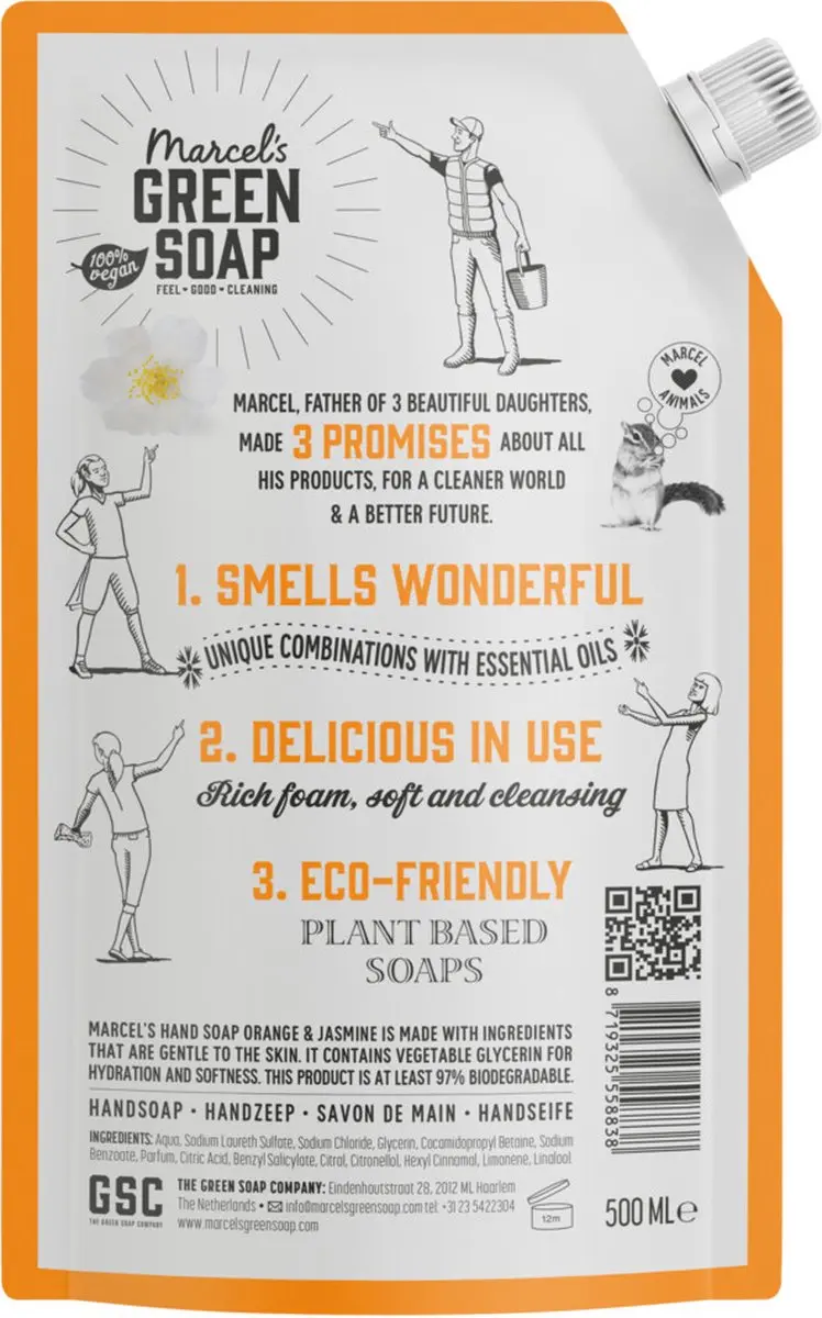 Marcel's Green Soap Navulling Sinaasappel Jasmijn 500ml