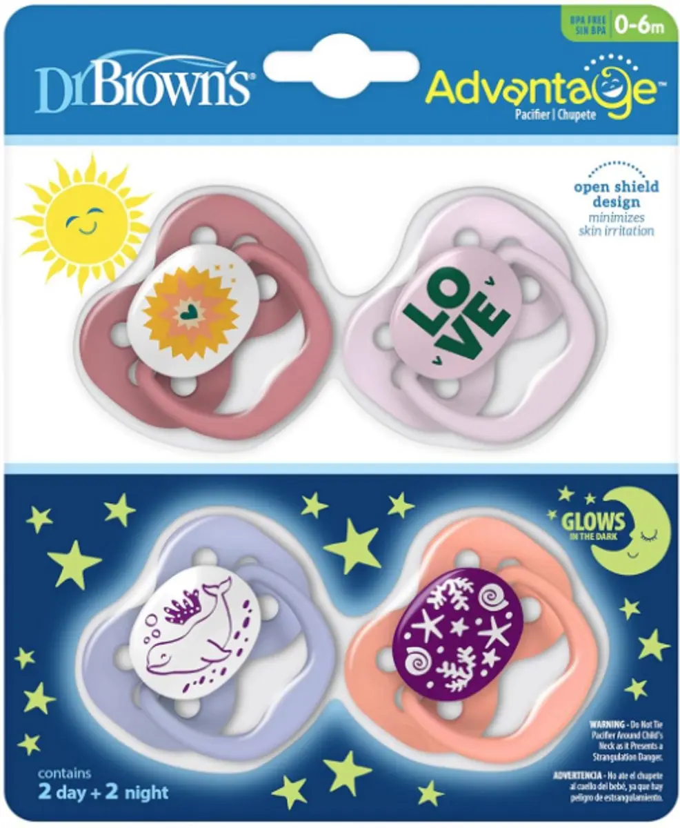 Dr. Brown's Advantage Glow-in-the-Dark Fopspenen 0-6 Maanden