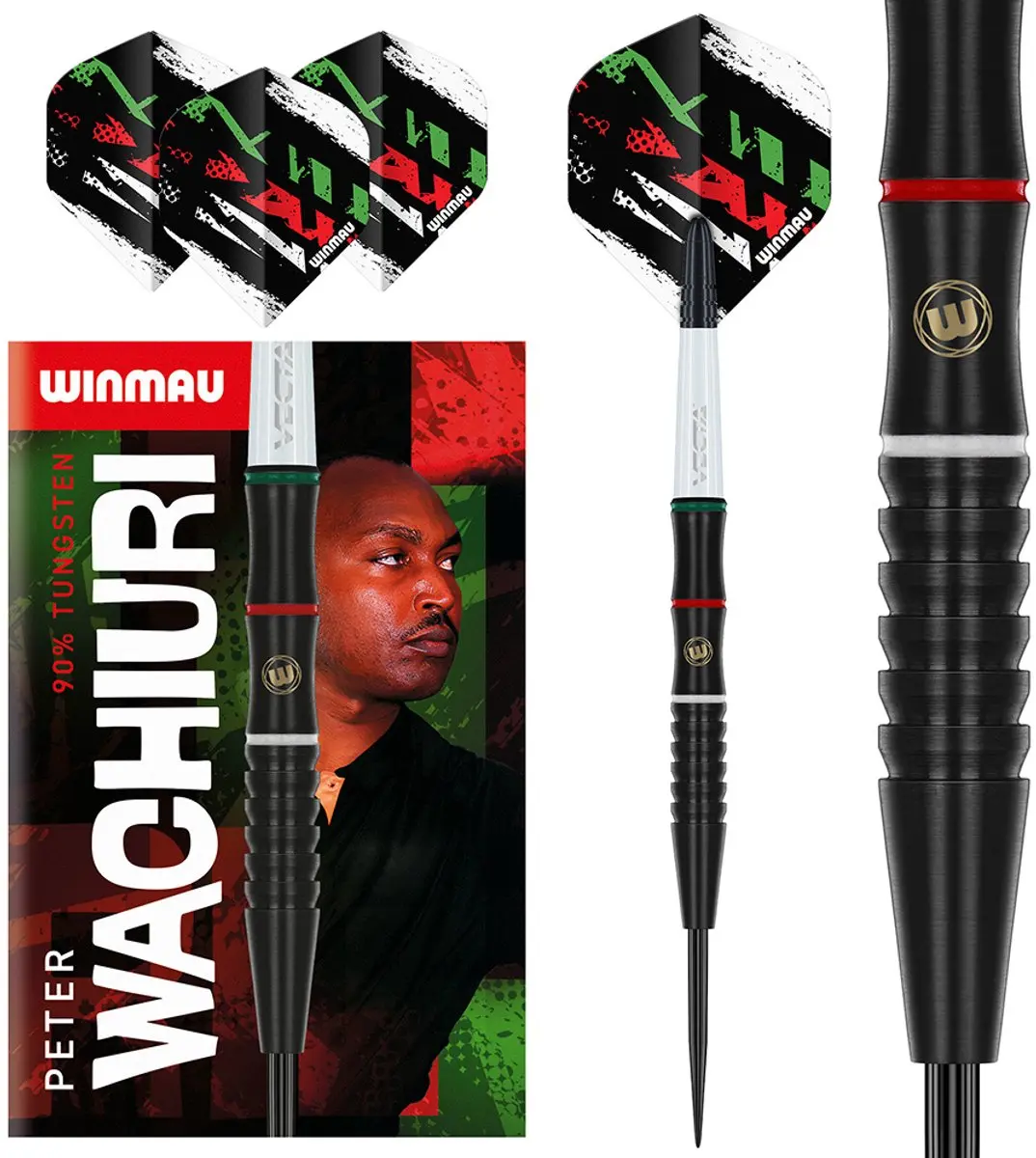 Winmau Peter Wachiuri Dartpijlen - 3 Stuks - Rood/Wit/Zwart