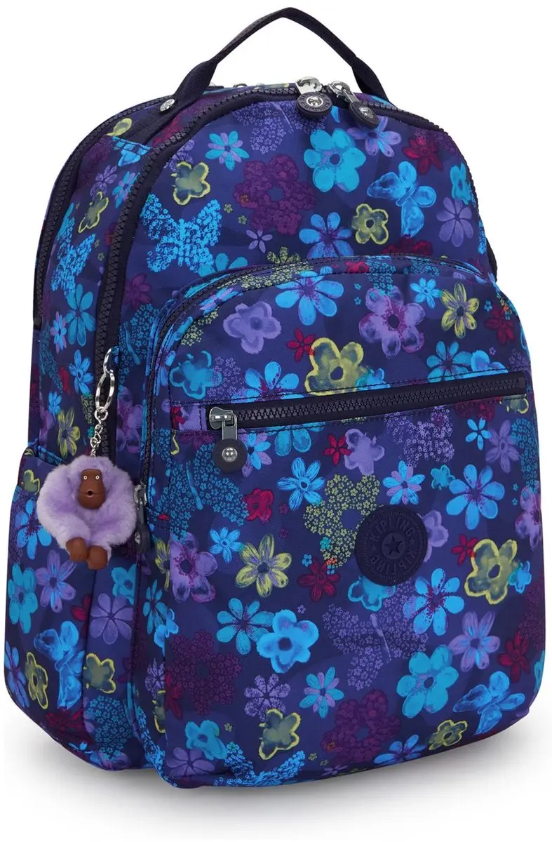 Kipling Seoul Lap Rugzak 15 inch - Dark Flower Stamp