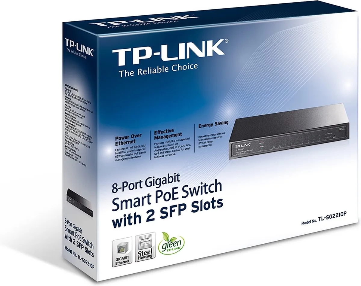 TP-Link TL-SG2210P Netwerk Switch 8x PoE - 20 Gbps - afbeelding 6 van 6