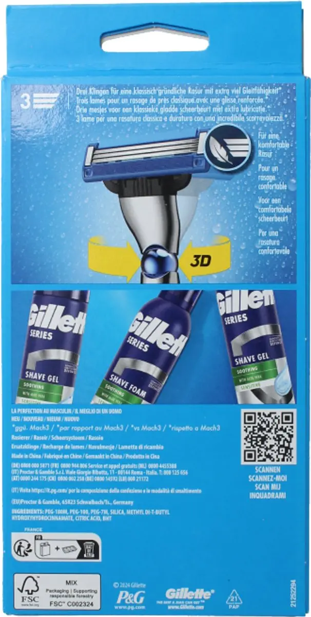 Gillette Mach3 Turbo Scheermes - 2 Stuks