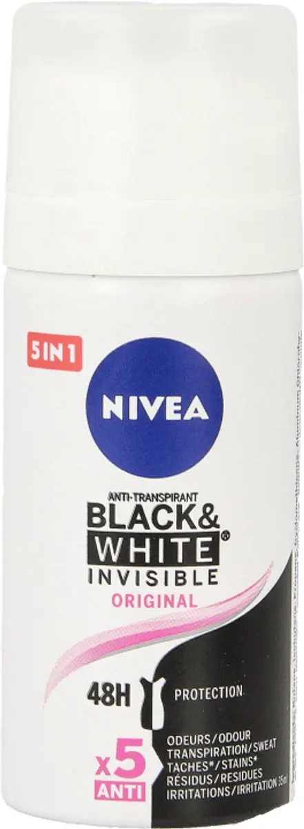NIVEA Mini Deo Black & White Invisible 35ml - 48 Stuks