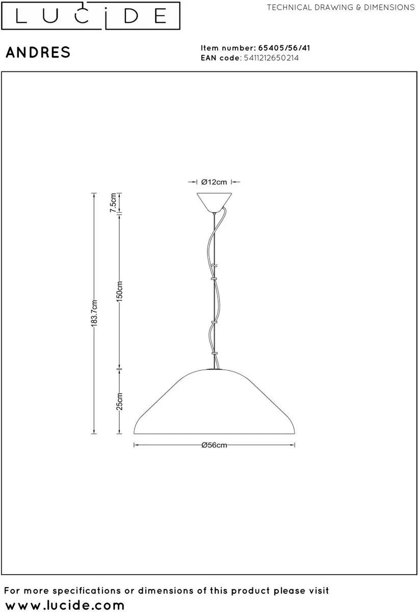 Lucide ANDRES Hanglamp Ø56cm - Taupe