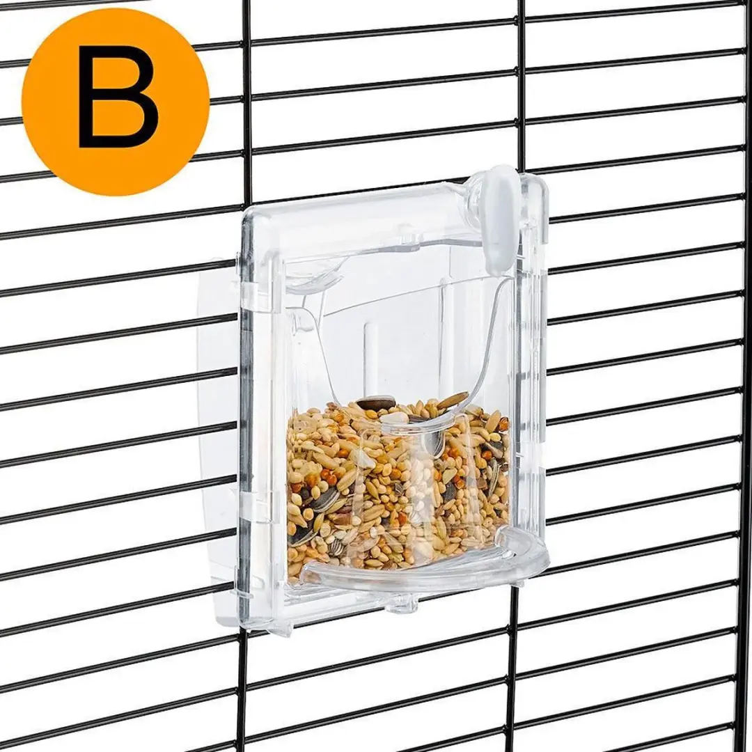 Ferplast Brava 2 Voerbakje Vogel - 11x8,5x13cm - Transparant/Wit-Geel