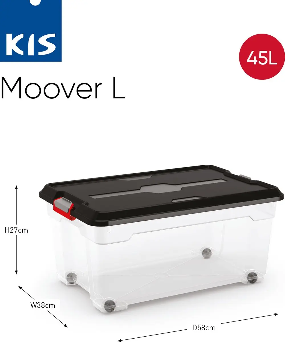 Curver Moover Opbergbox L - 45L - 58x38x27cm - Zwart - afbeelding 4 van 5