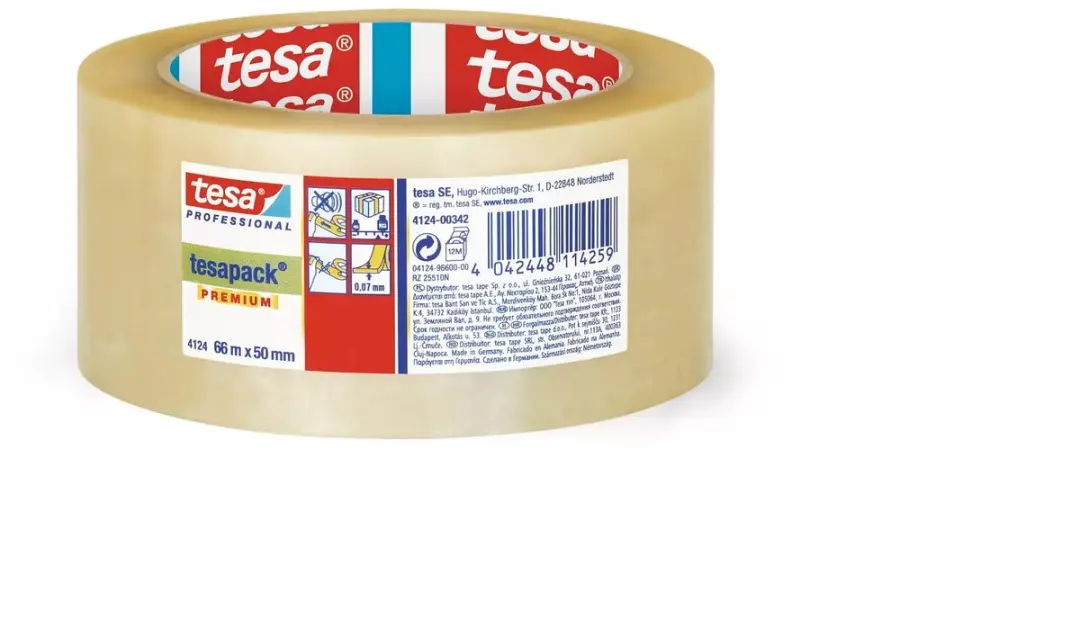 Tesa 04124-00015-00 Verpakkingstape - 66m x 50mm Transparant