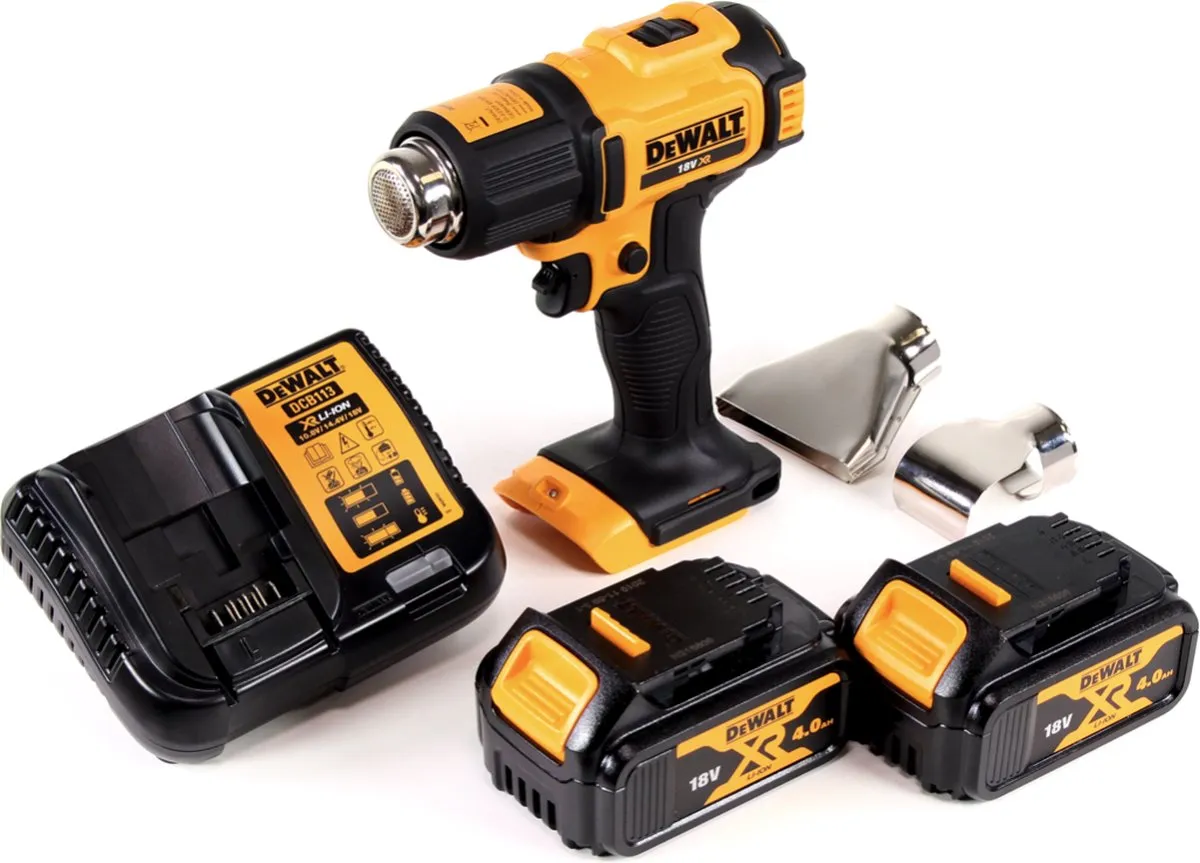 DeWalt DCE530M2-QW Heteluchtpistool 18V - 530°C - 2x 4,0Ah Accu + Oplader