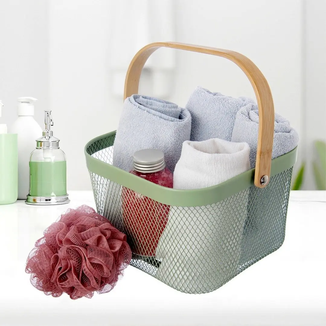 Orion Greenish Serie Metalen Opbergmand - Groen 27x24,5x17,5cm - afbeelding 4 van 6
