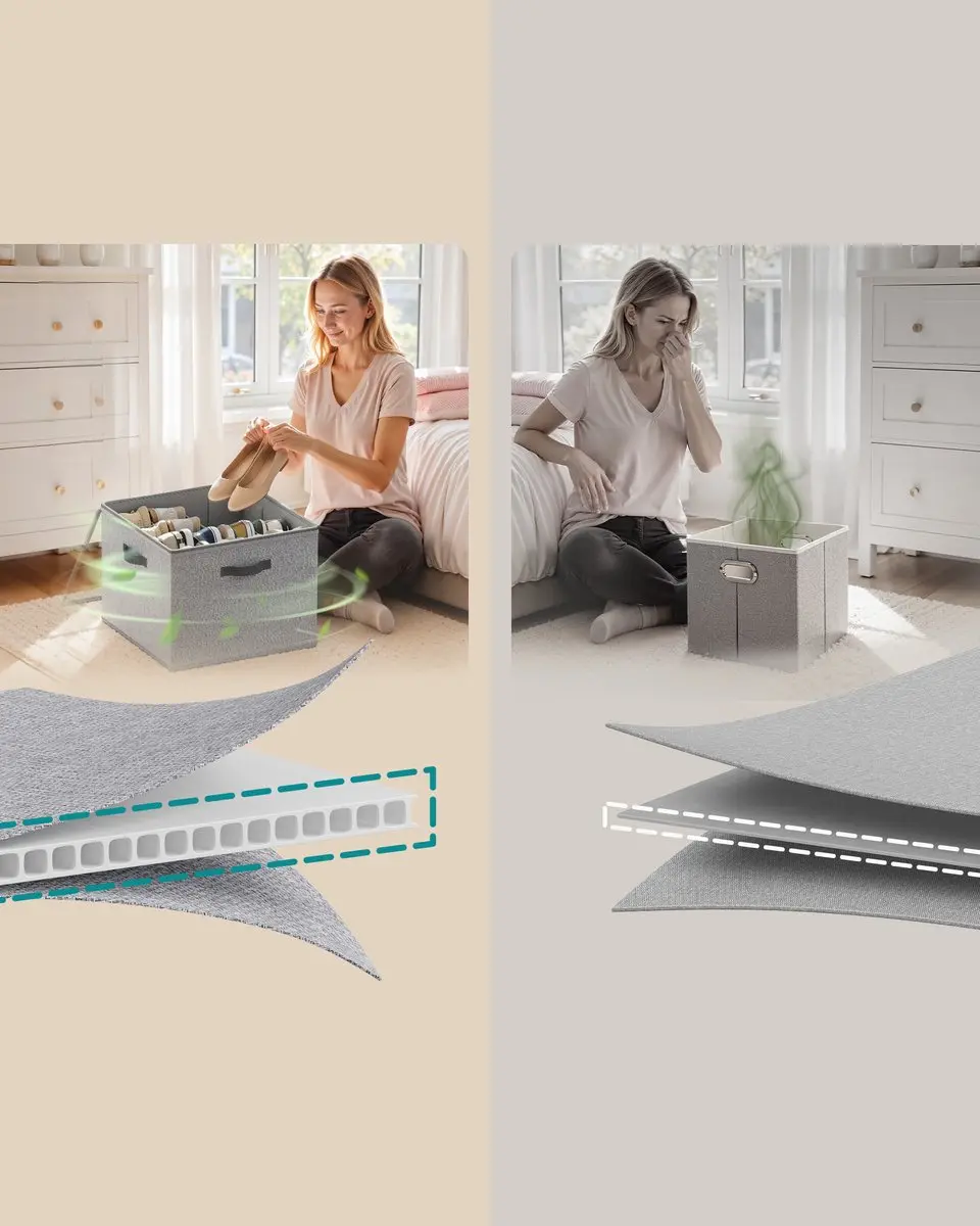 Songmics Schoenendoos Set 2x - 16 Vakken - Duifgrijs