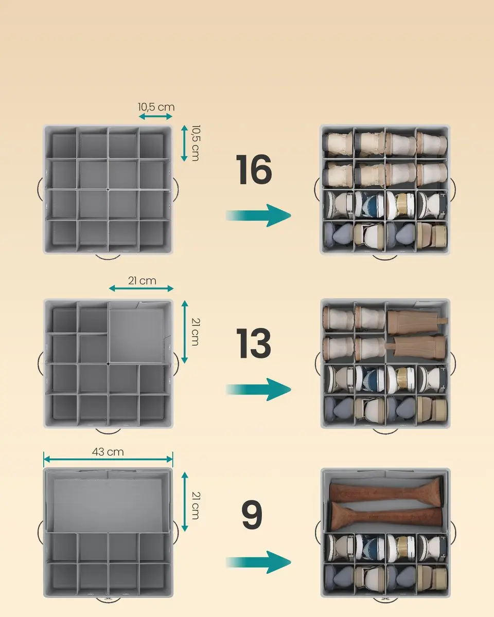 Songmics Schoenendoos Set 2x - 16 Vakken - Duifgrijs