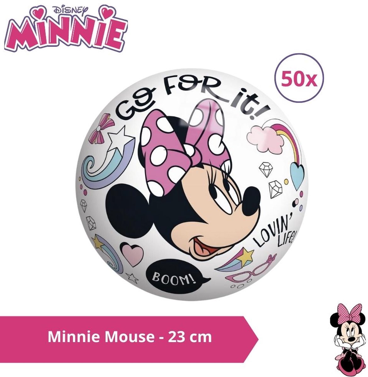 Bal - Voordeelverpakking - Minnie Mouse - 23 cm - 50 stuks