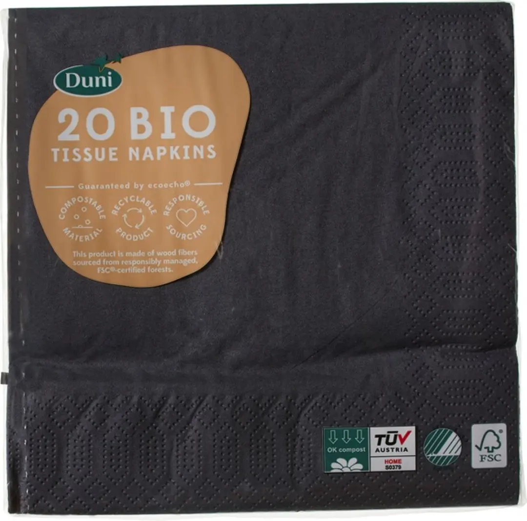 Duni Servetten 3-laags 33x33 - 20 Stuks - Zwart