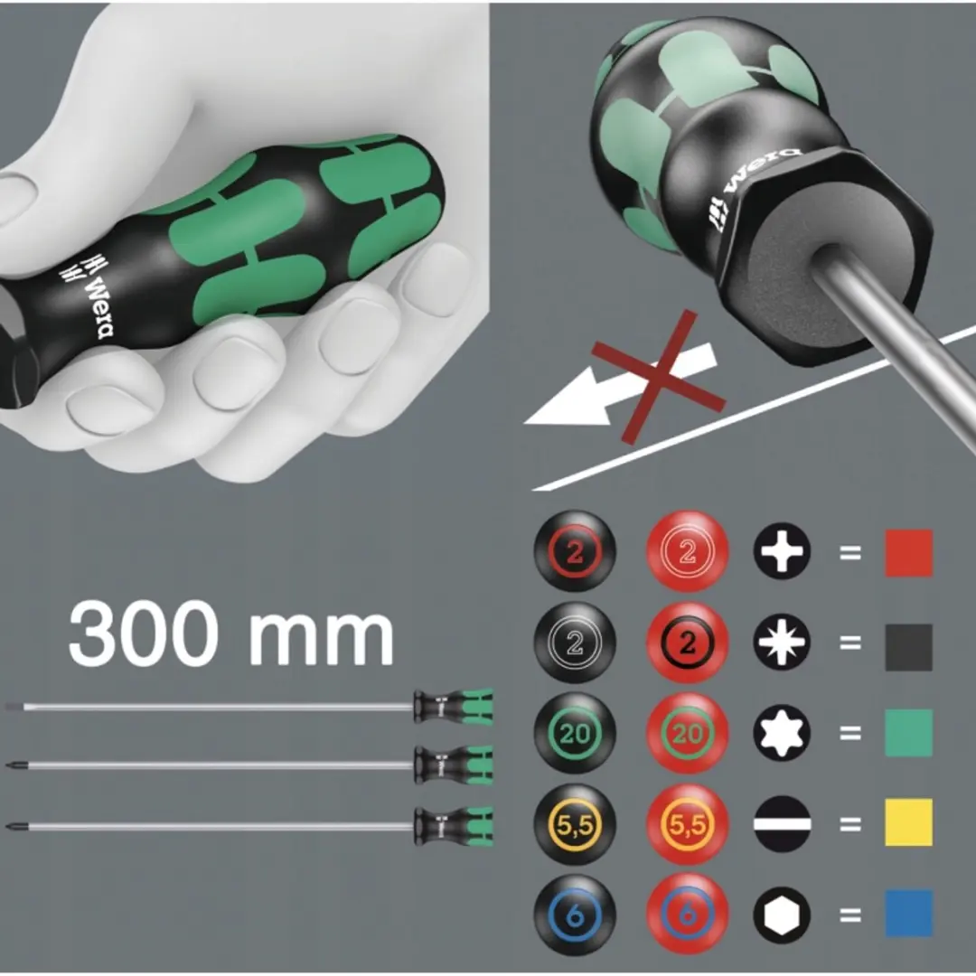 Wera TX30 Torx Schroevendraaier 300mm - Vasthoudfunctie - Groen/Zilver