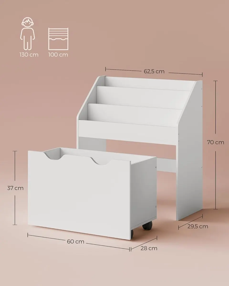 Songmics GKR041W10 Speelgoedrek - 3 Vakken - Wolkwit - afbeelding 6 van 6