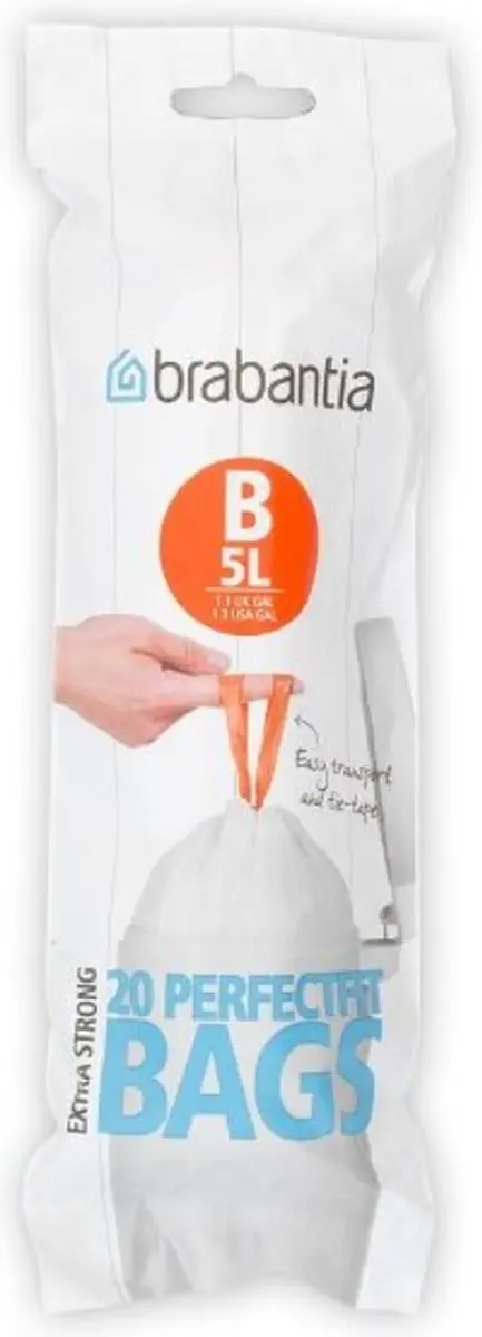 Brabantia PerfectFit Afvalzakken 5-7L - 20 Stuks - Wit - afbeelding 6 van 6