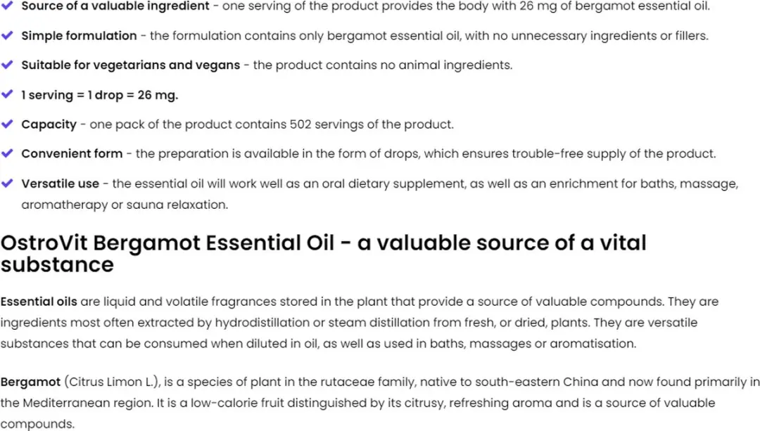 OstroVit Bergamot Essentiële Olie 15ml