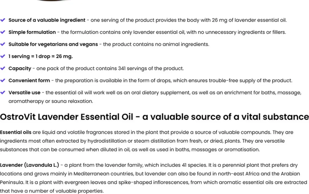OstroVit Lavendel Etherische Olie 30ml
