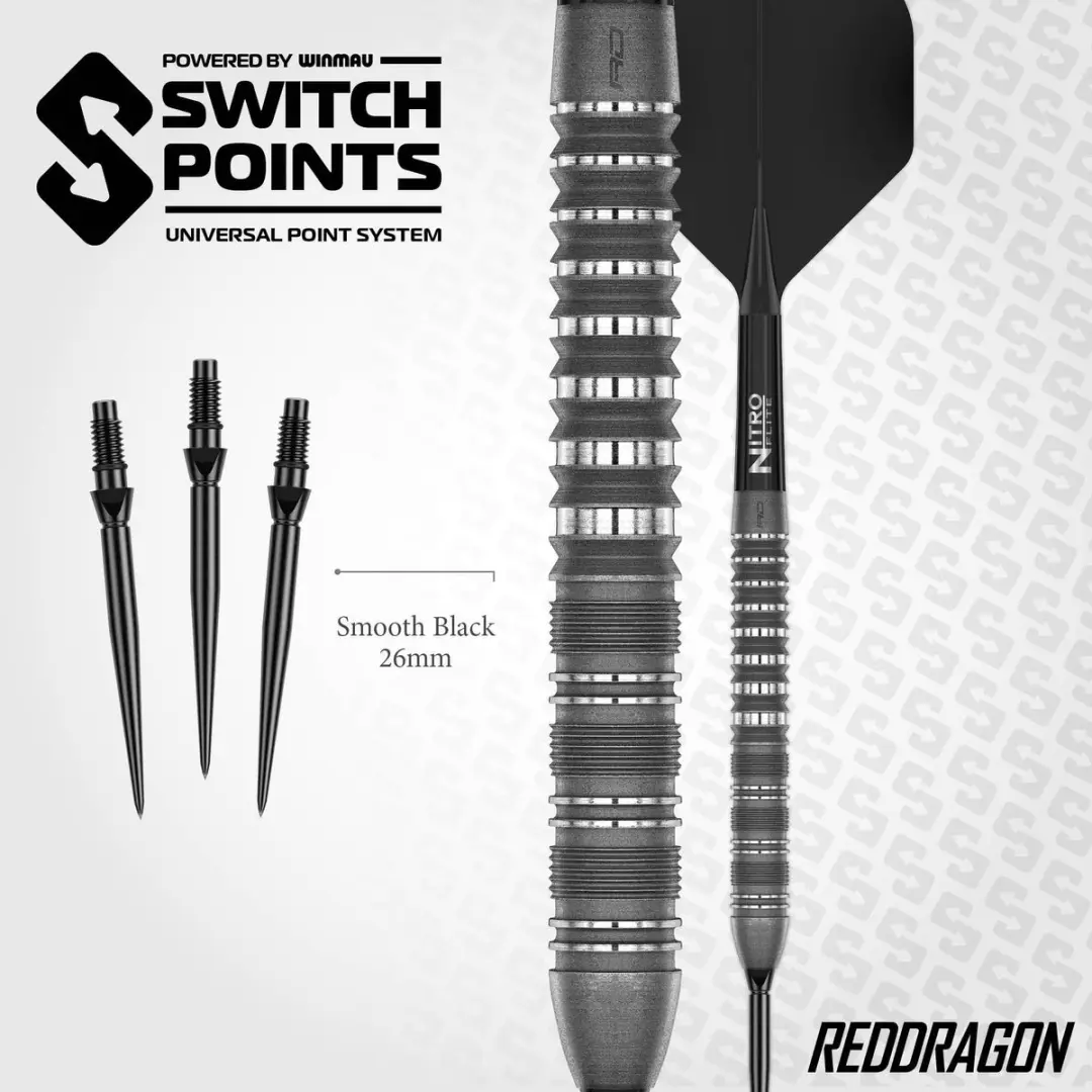 Red Dragon Sable Grey Parallel Switch Point 90% Dartpijlen - 3 Stuks