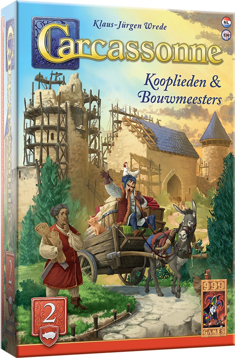 999 Games - Carcassonne: Kooplieden & Bouwmeesters - Uitbreiding 2 - Nieuwe Versie - NL -EN