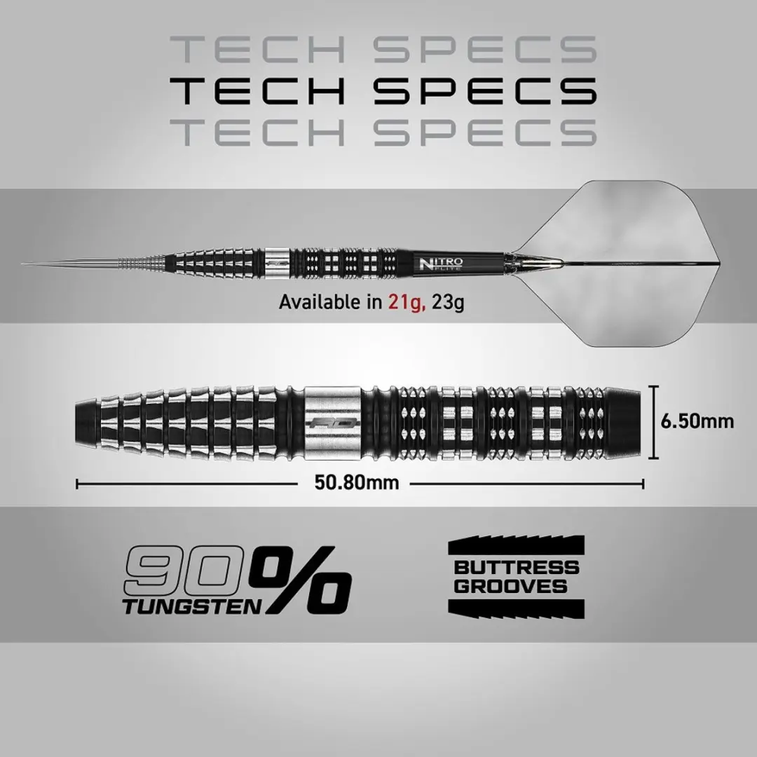 Red Dragon Recon Tapered Dartpijlen 3 Stuks - Zilver/Zwart