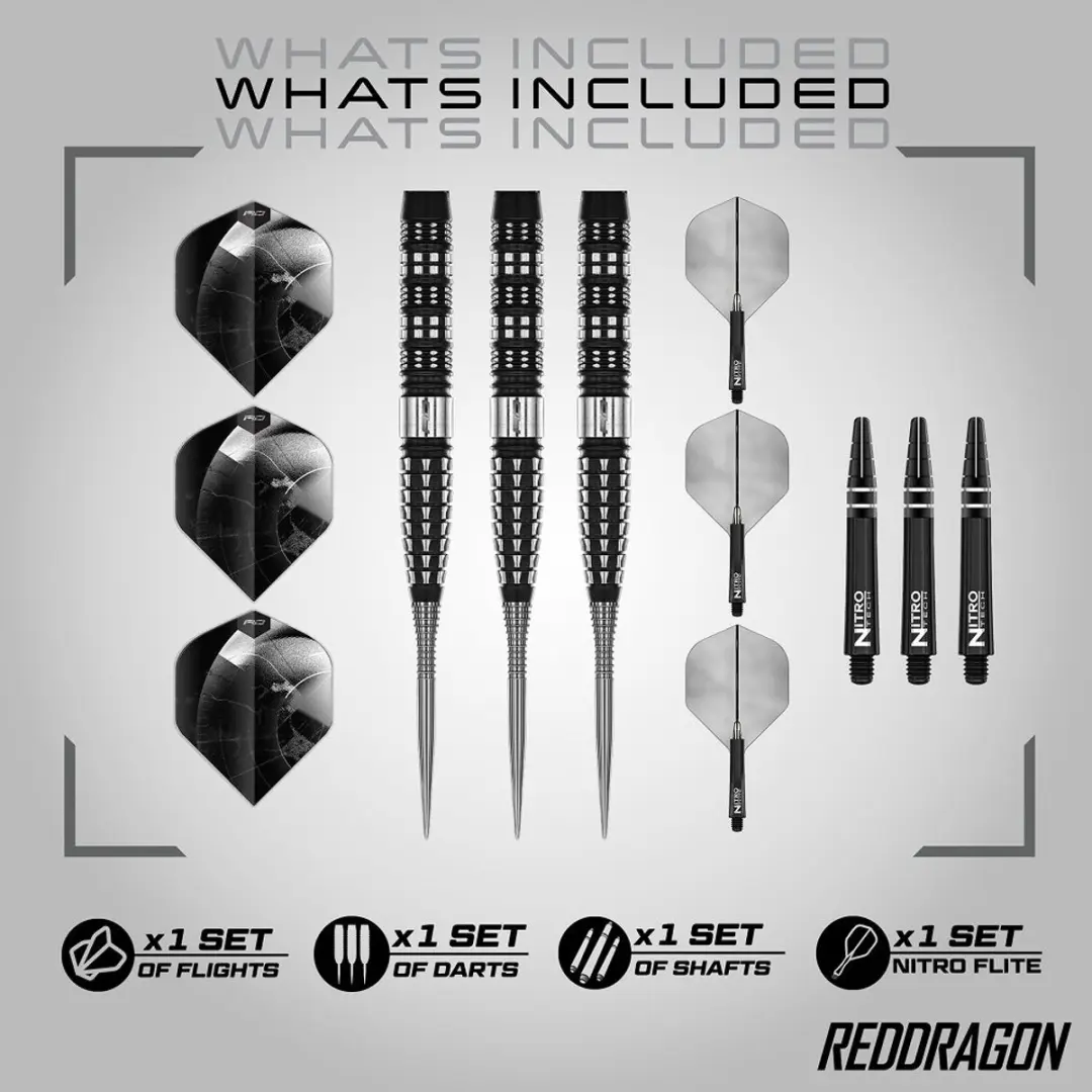Red Dragon Recon Tapered Dartpijlen 3 Stuks - Zilver/Zwart
